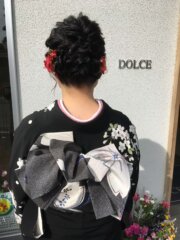 結婚式ご参列のヘアメイク着付け。飾り結び