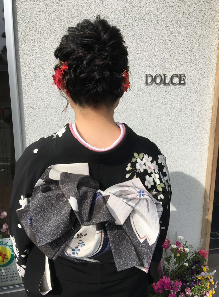 結婚式ご参列のヘアメイク着付け。飾り結び